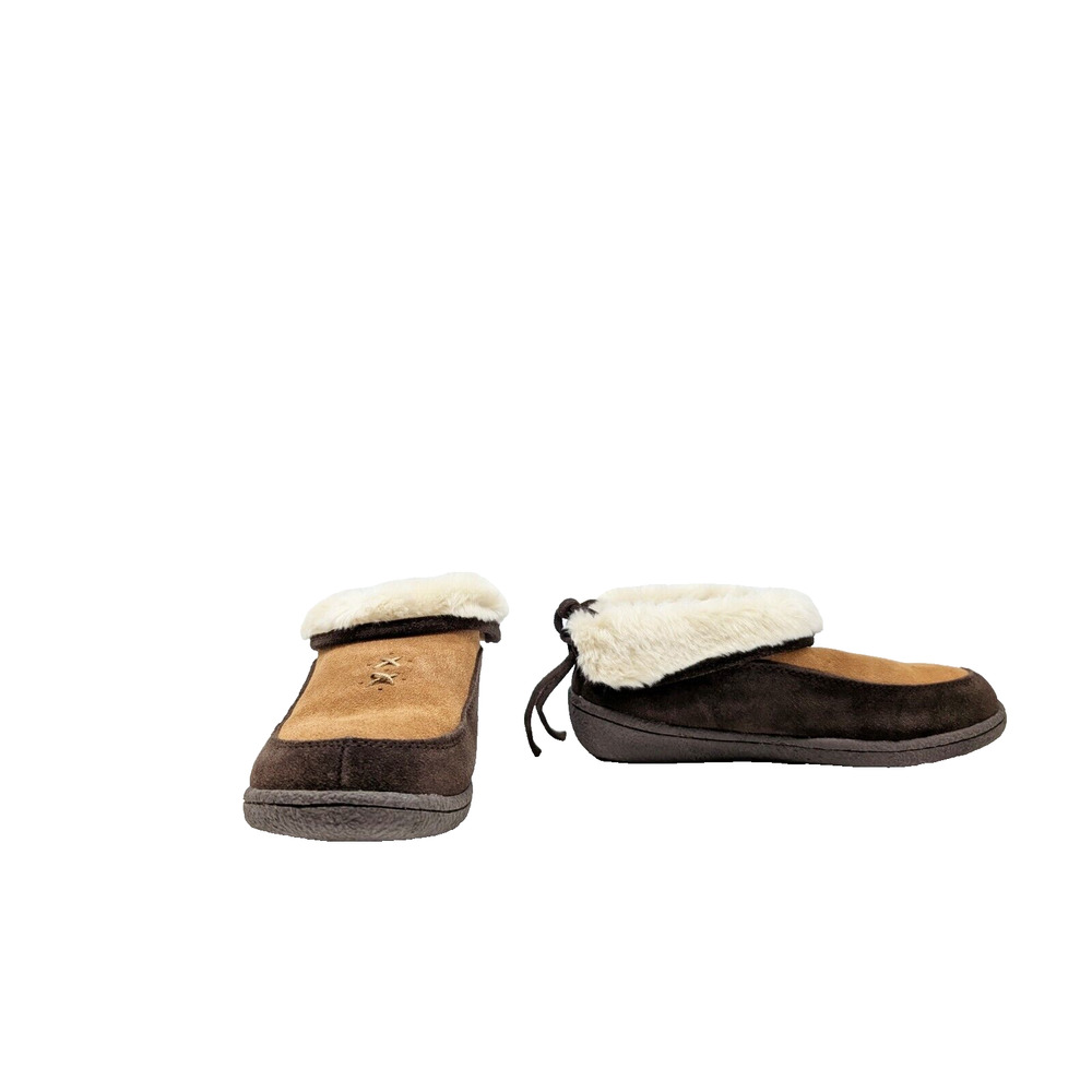 Lands End Brown Suede Shearling Clog Slip On Slippers Women's Size 7 New - Picture 6 of 12